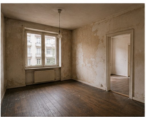 Renovierungsbedürftige Wohnung vor der Sanierung